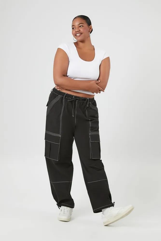 Forever 21 black cargo pants discount