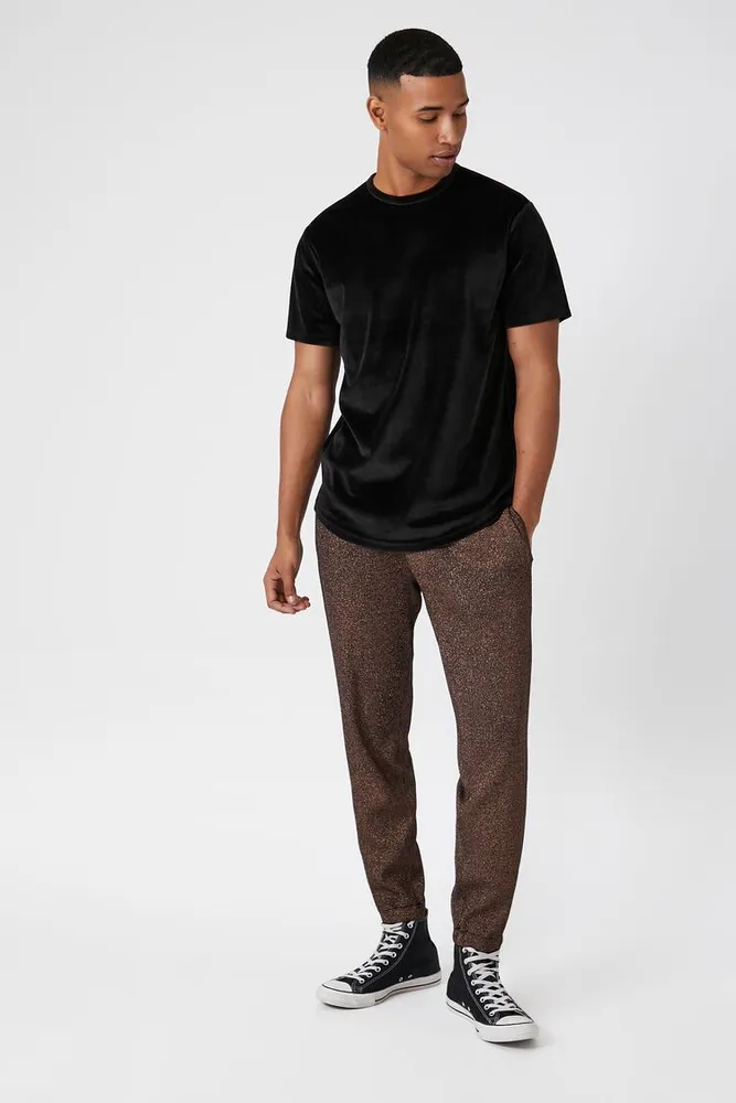 Forever 21 Men Glitter Knit Slim Fit Joggers in Cocoa XXL
