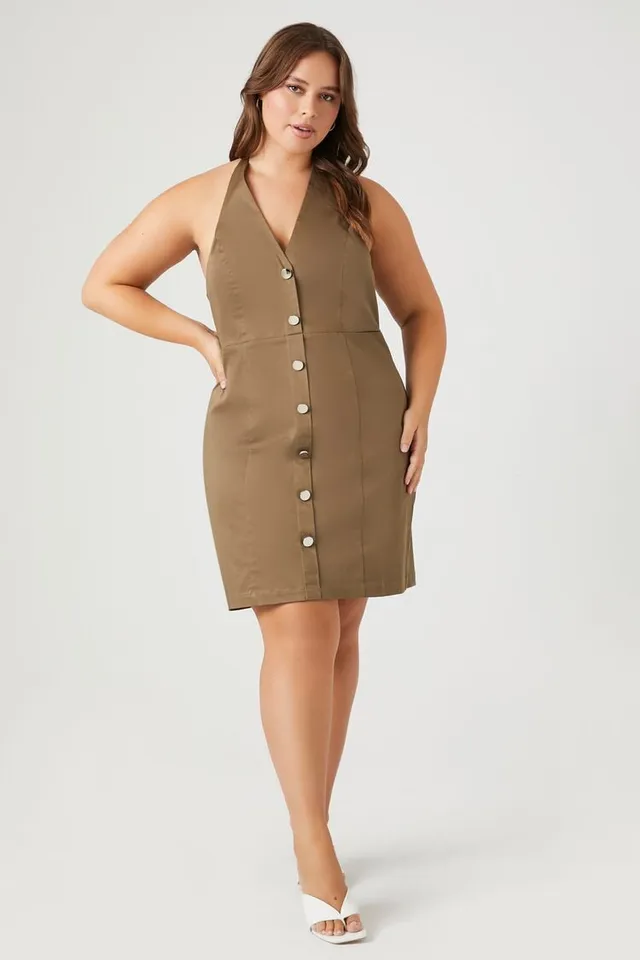Khaki dress forever 21 top