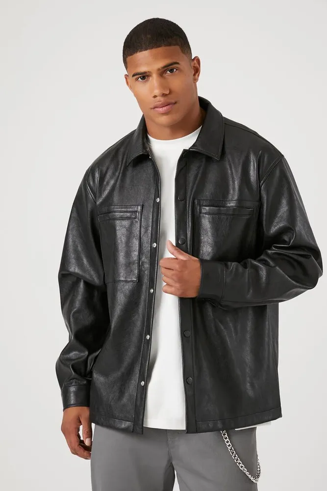 Forever 21 mens faux leather jacket hot sale