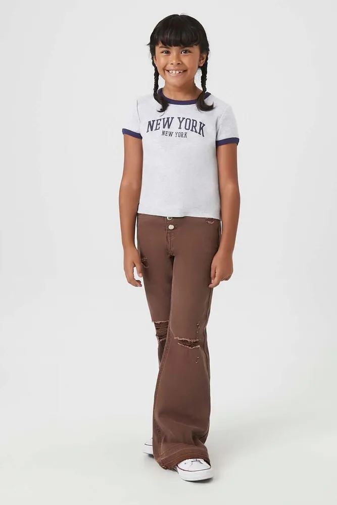 Home Forever 21 Girls Recycled Cotton Flare Jeans Kids in