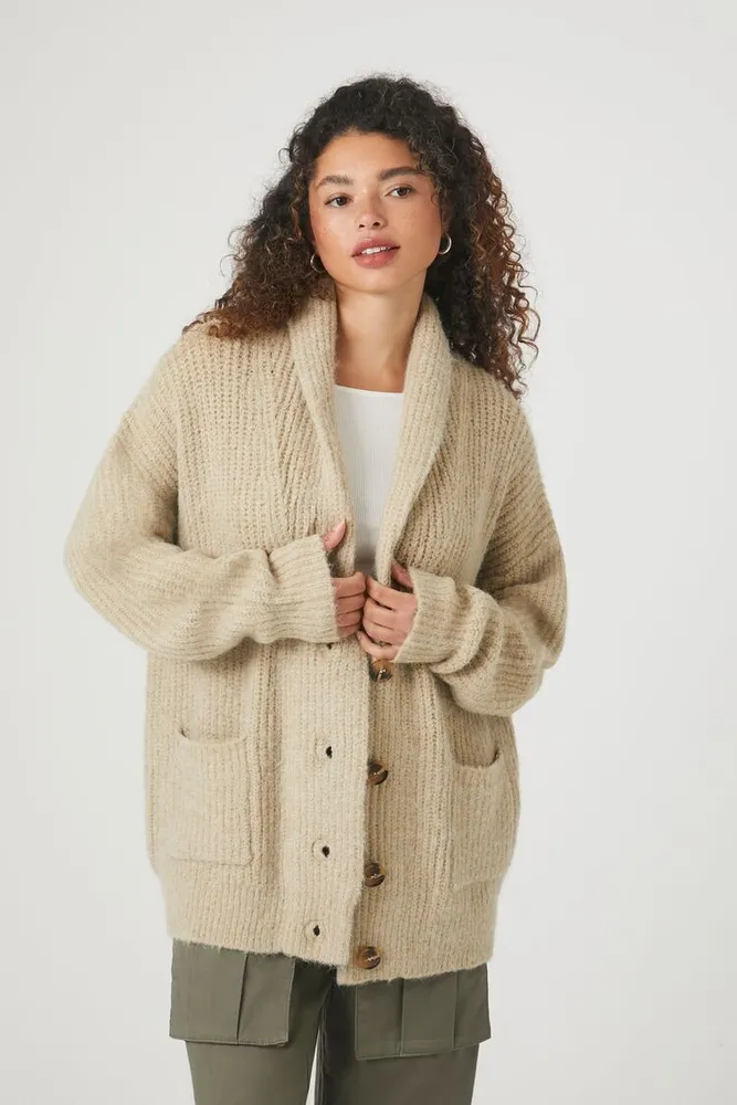 Forever 21 Women s Ribbed Cardigan Sweater in Sand Small Plaza
