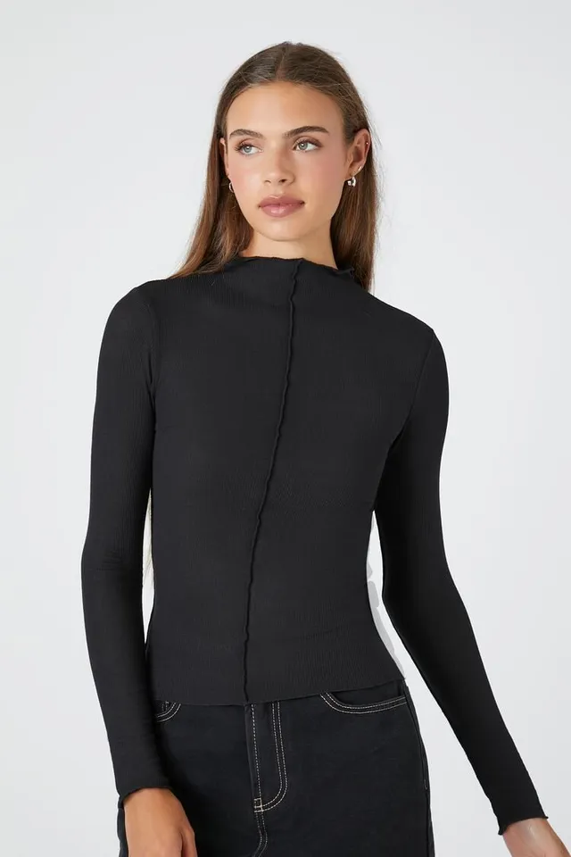 Forever 21 ribbed mock neck top hotsell