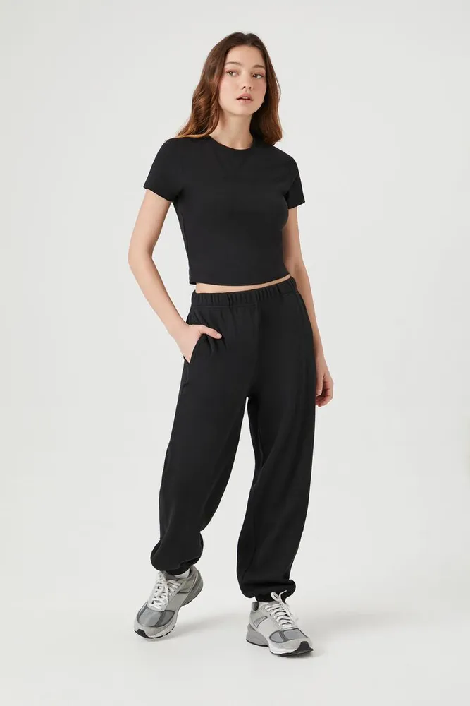 Cotton high rise joggers clearance