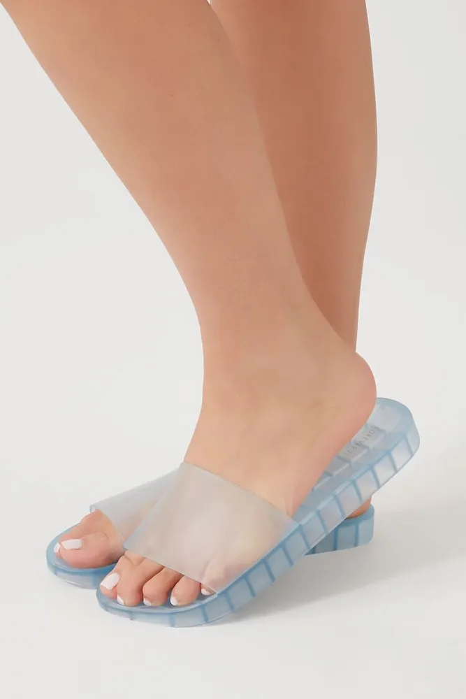 Forever 21 Women s Jelly Slide Sandals in Blue 7 MainPlace Mall