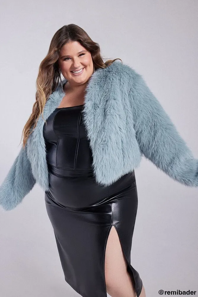 Forever 21 blue fur store coat