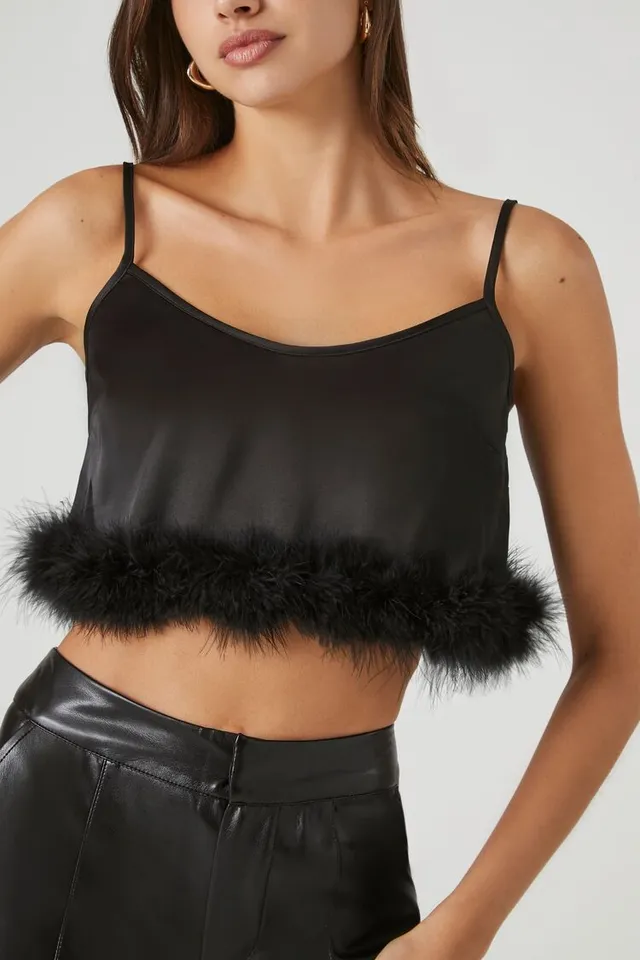 Forever 21 Women s Fur Trim Cropped Cami CoolSprings Galleria
