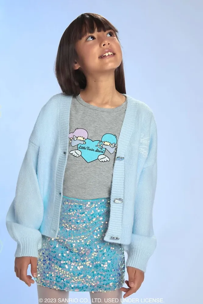 Forever 21 Girls Little Twin Stars Graphic T Shirt Kids Heather
