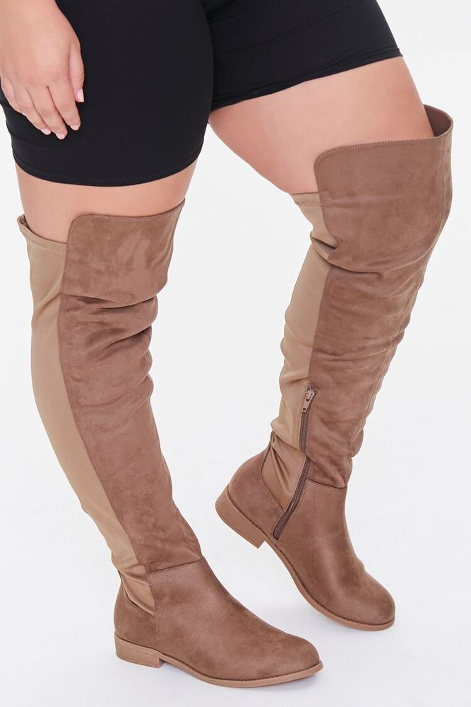 Forever 21 Women s Thigh High Faux Suede Boots Wide Taupe