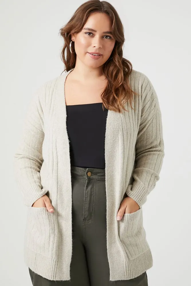 Forever 21 Women s Open Front Cardigan Sweater in Oatmeal 3X