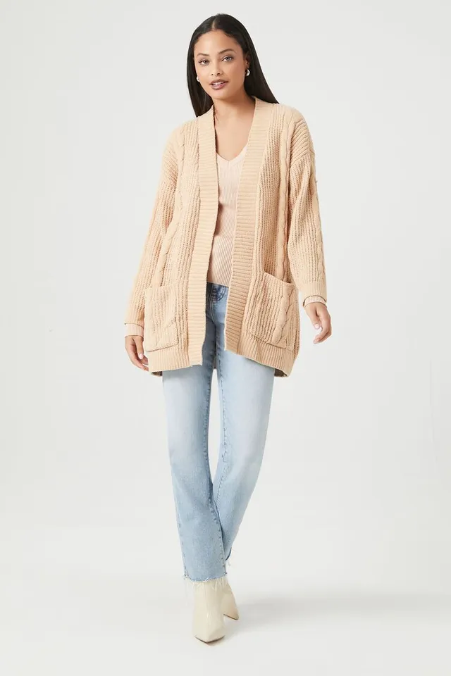 Forever 21 Women's Open-Front Cardigan Sweater Taupe | MainPlace Mall