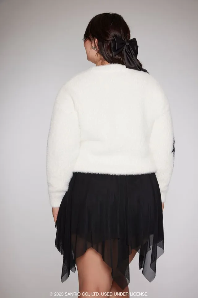 Forever 21 Women's Fuzzy Badtz-Maru Sweater in Cream/Black