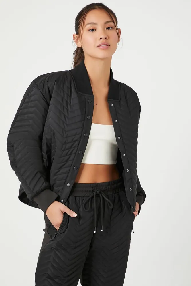 Black padded bomber jacket womens top