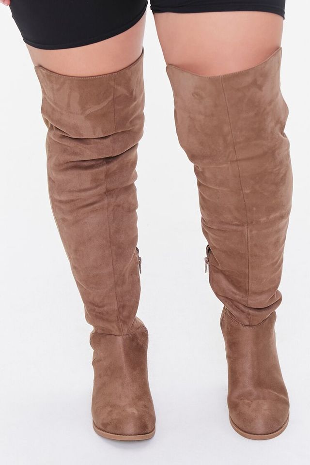 Forever 21 Women s Thigh High Faux Suede Boots Wide Taupe