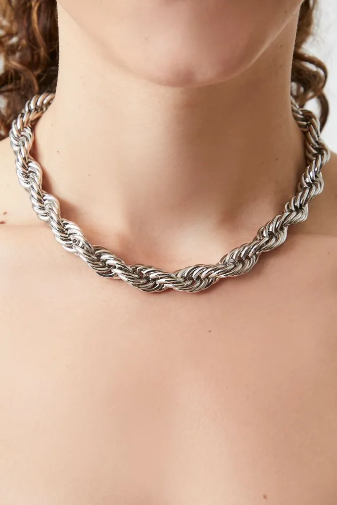 Ladies chunky silver sales necklace