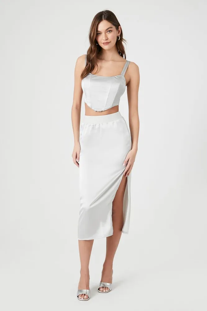Forever 21 satin midi skirt cheap