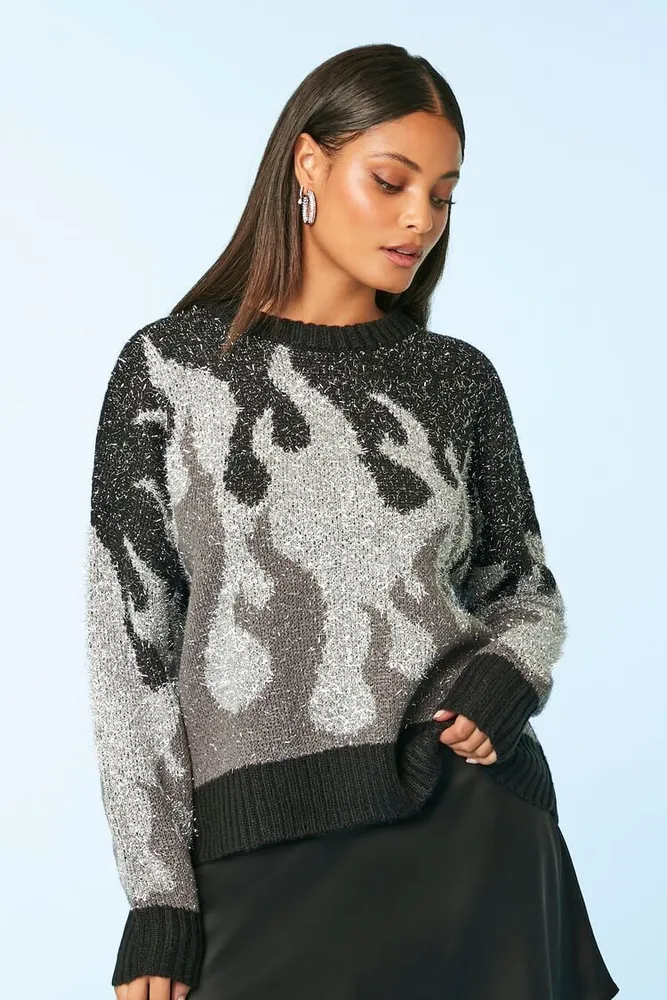 Forever 21 Women s Metallic Flame Sweater Black CoolSprings Galleria