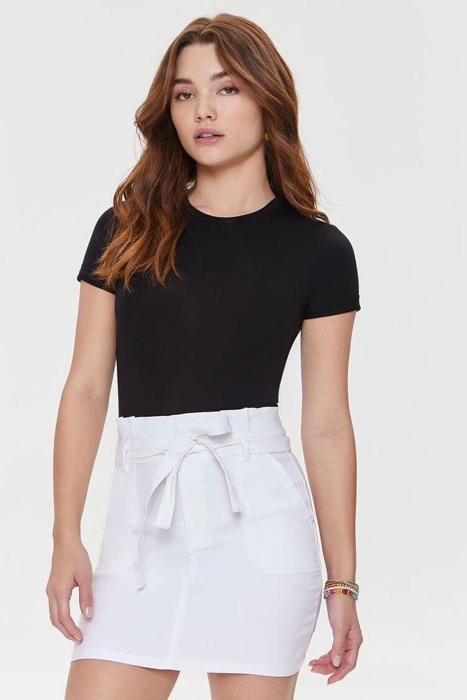 Paperbag mini skirt with belt hot sale