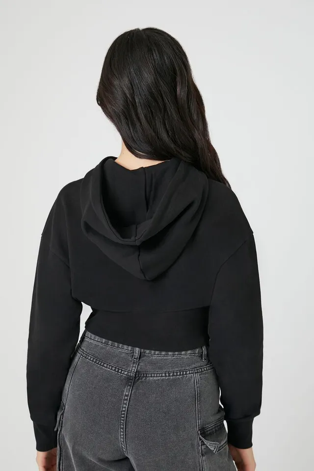 Forever 21 black cropped hoodie top