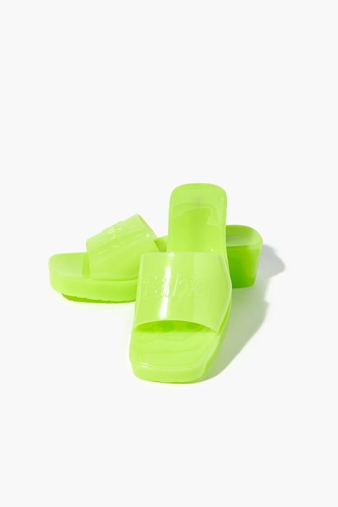 Forever 21 Women s Barbie Glitter Jelly Block Heels in Green 7