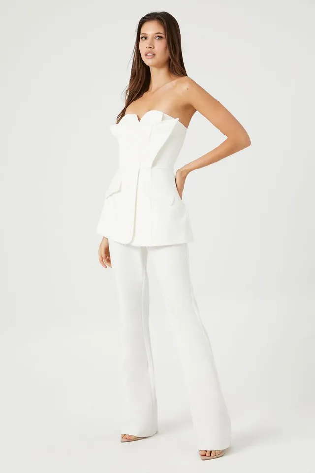 White clearance peplum jumpsuit