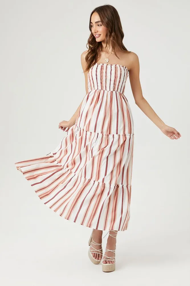 Forever 21 Women s Strapless Striped Midi Dress CoolSprings Galleria