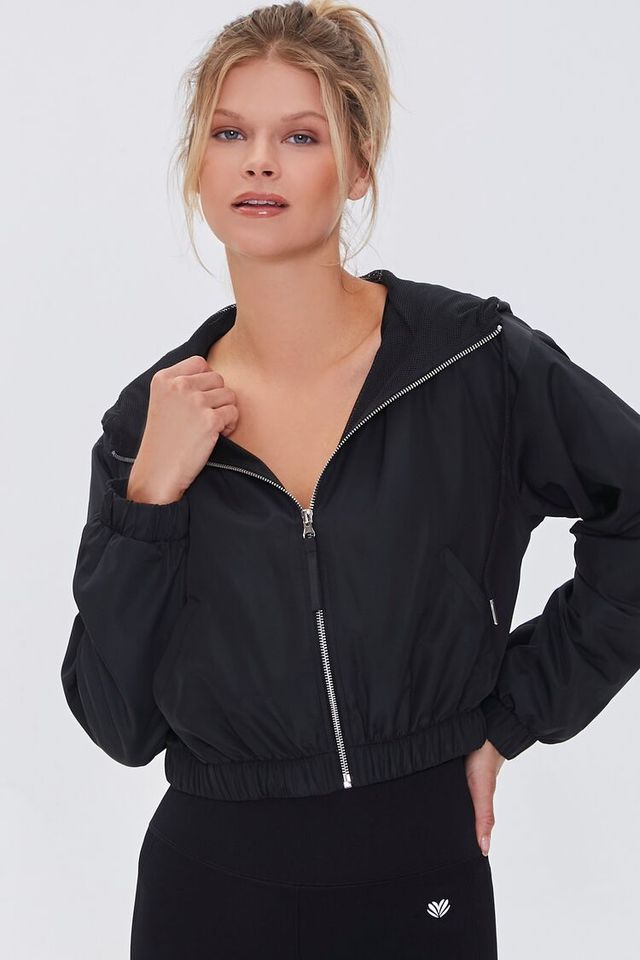 Forever 21 Women s Active Zip Up Hooded Windbreaker CoolSprings