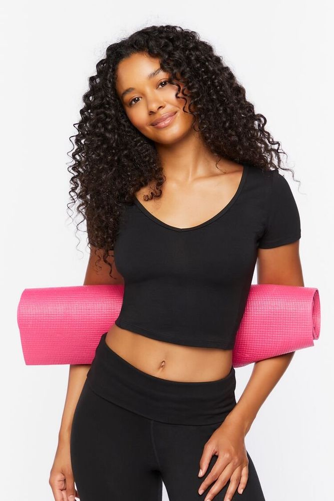 Forever 21 Women s Active Cotton Blend Crop Top in Black XS