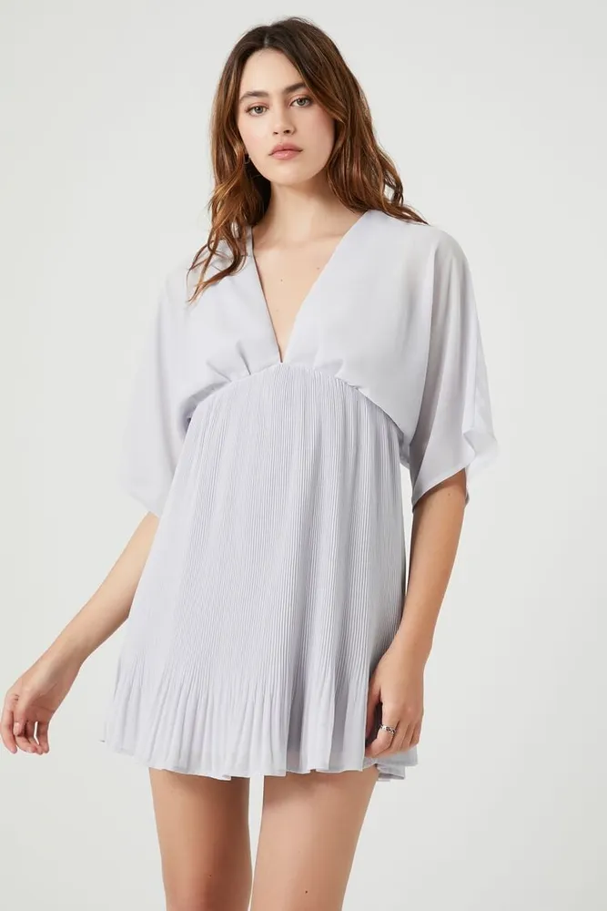 Forever 21 Women s Chiffon Mini Babydoll Dress in Light Grey Large
