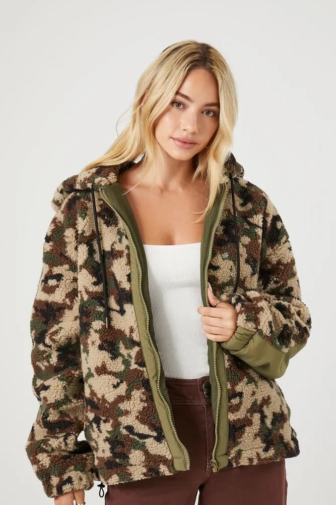 Camo shearling jacket top