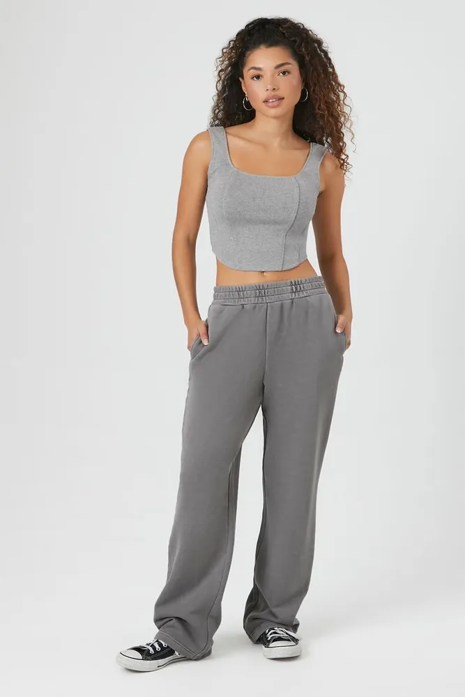 Forever 21 Women s French Terry Sweatpants in Charcoal Large