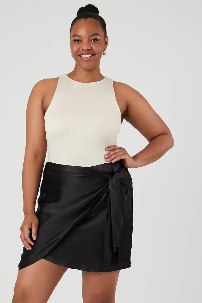 Black satin tulip mini skirt clearance