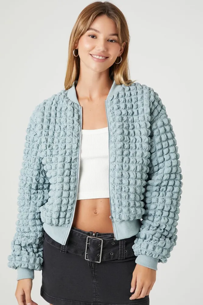 Forever 21 blue bomber jacket store