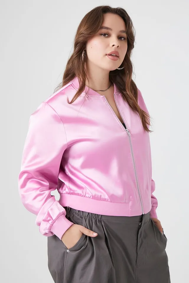 Pink satin jacket forever 21 sale