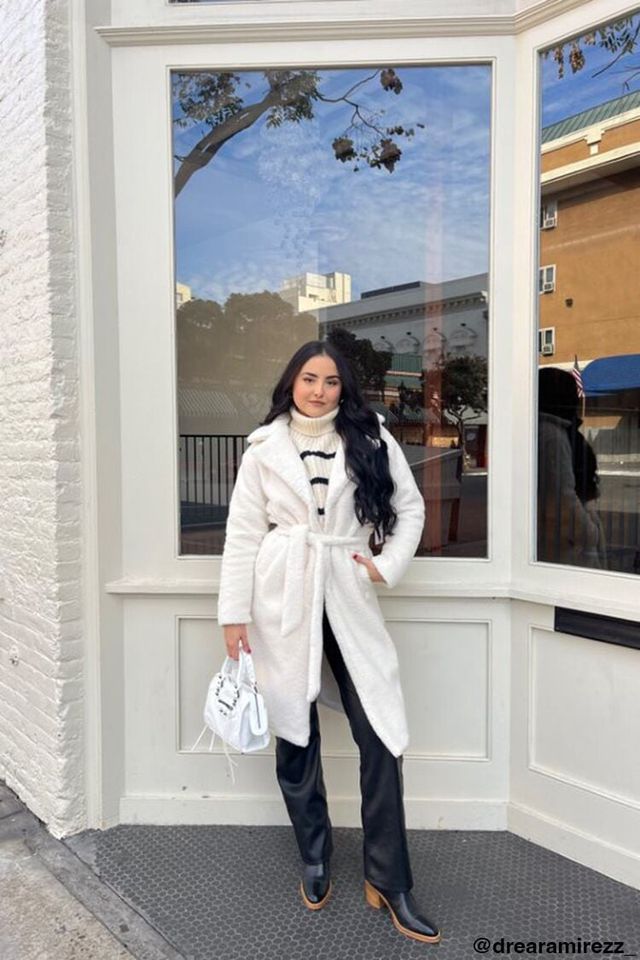 Forever 21 Women s Faux Shearling Belted Coat in Cream Medium