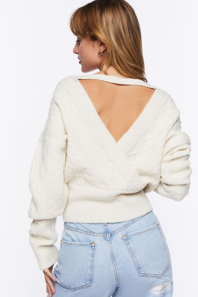 Forever 21 Women s Cable Knit Surplice Sweater Large Plaza Las