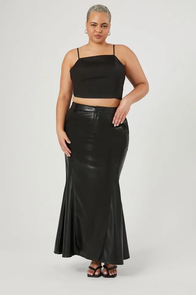 Forever 21 sales black satin skirt