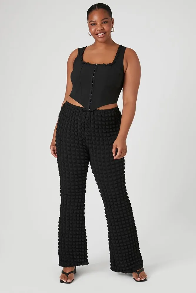 Forever 21 Women s Textured Flare Pants in Black 2X CoolSprings