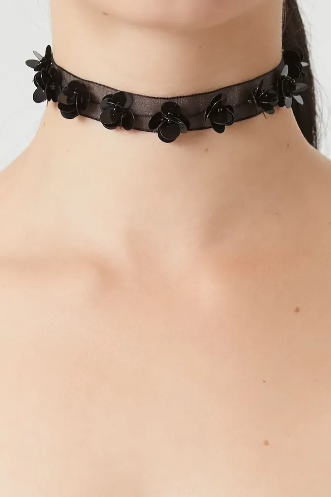 Black sequin choker necklace hot sale
