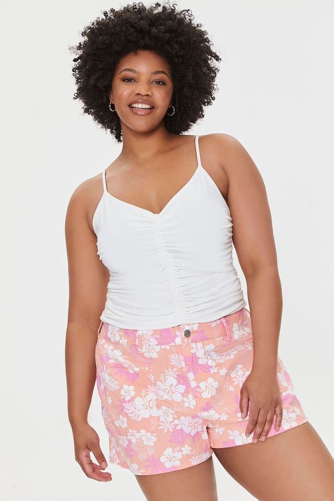Forever 21 Women s Floral Print Denim Shorts in Pink 18