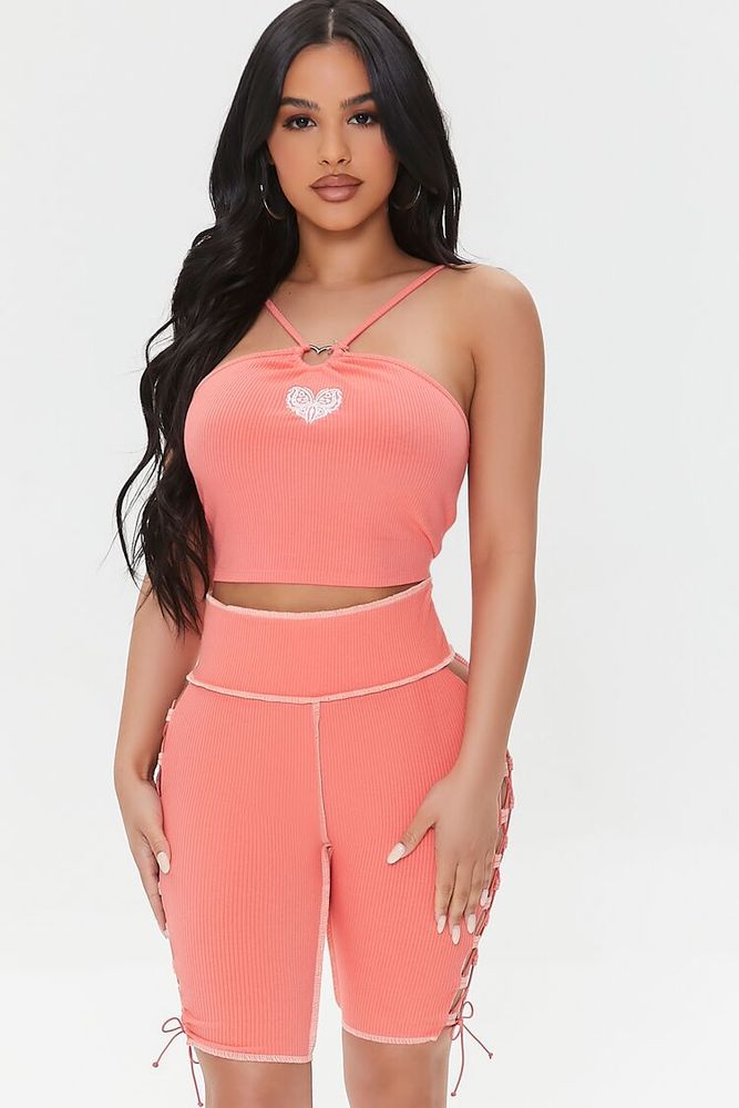 Lace up biker shorts deals