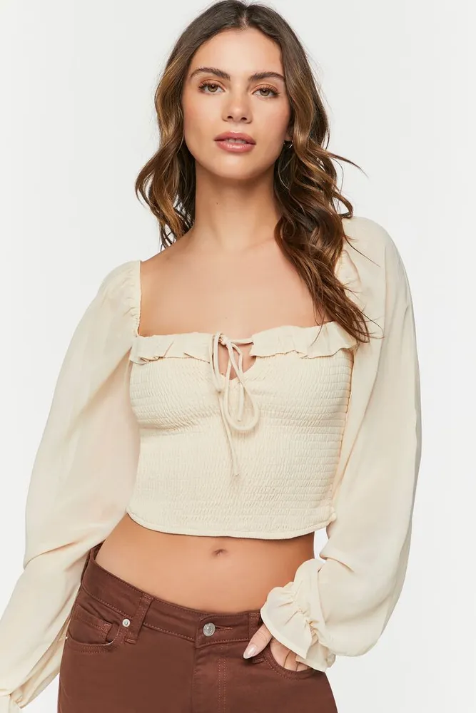 Smocked crop new arrivals top forever 21