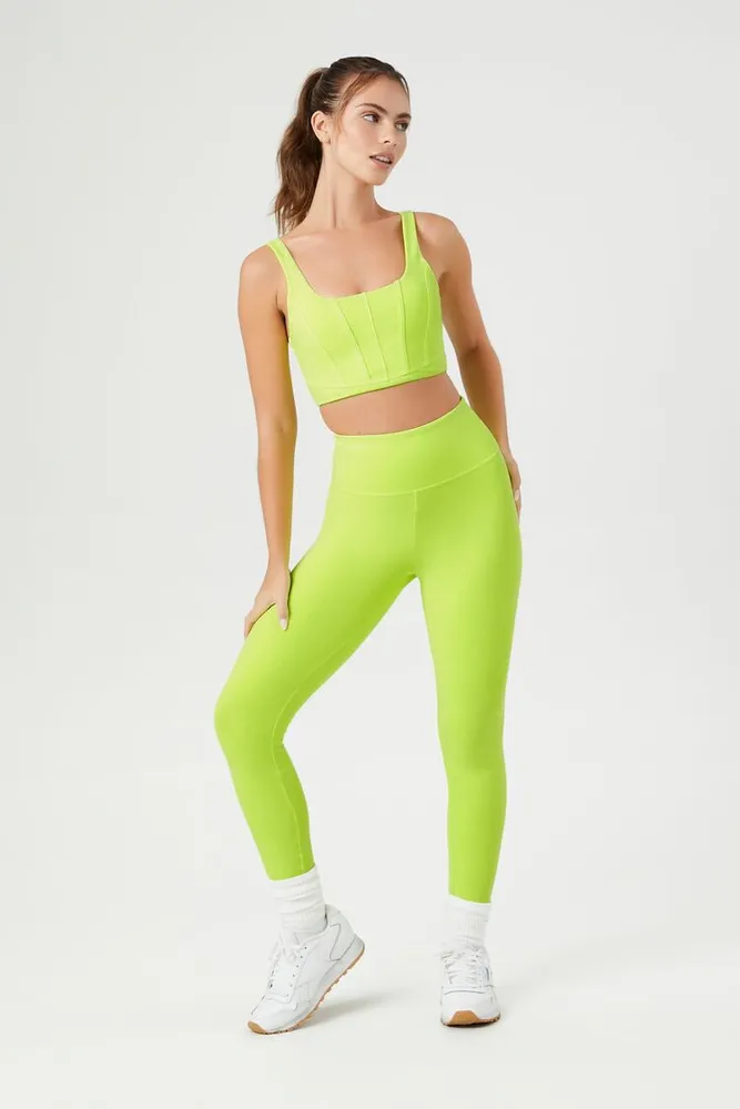 Forever 21 Women s Active High Rise Leggings in Neon Yellow Small