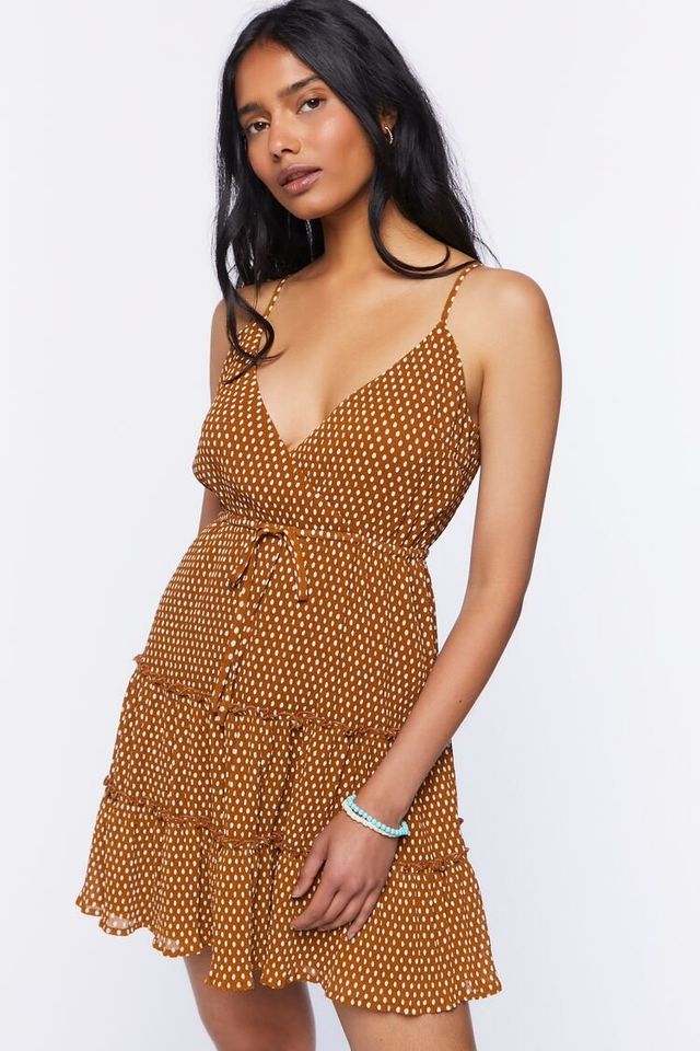 Forever 21 Women s Polka Dot Mini Cami Dress Brown Cream