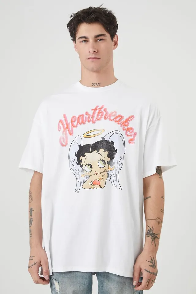 Forever 21 Men Betty Boop Heartbreaker Tee in White Large Dulles