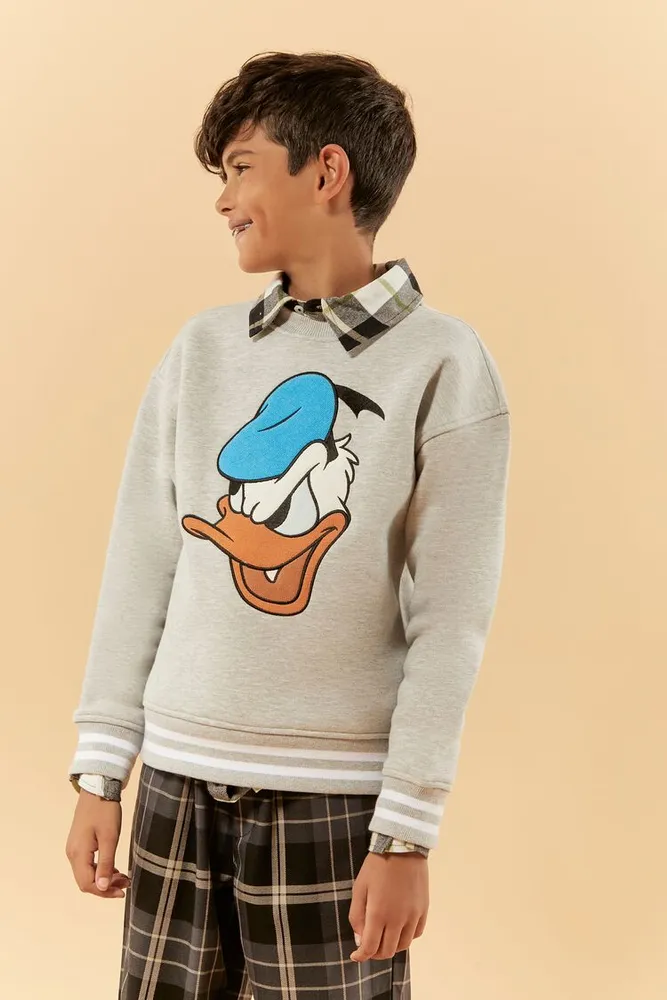Forever 21 Kids Disney Donald Duck Pullover Girls Boys in Grey