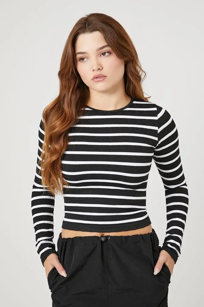 Black and white striped top forever 21 sale