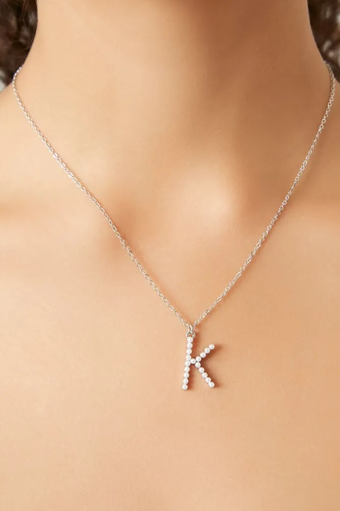 Large rhinestone outlet initial necklace