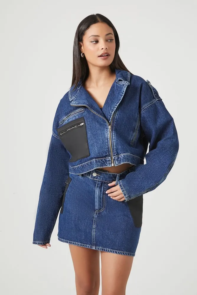 Colorblock denim jacket deals forever 21