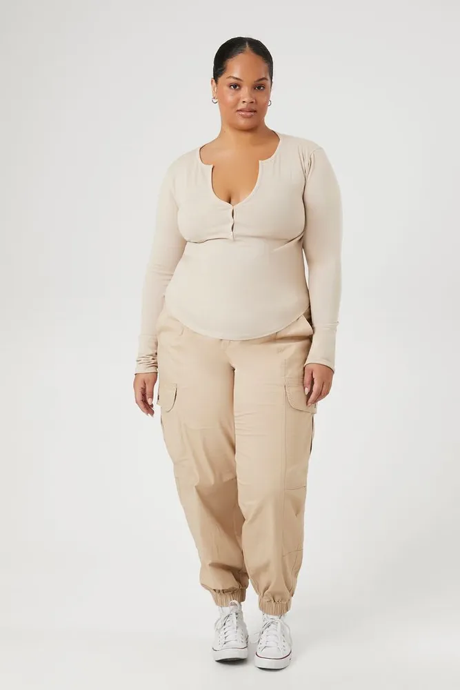 Women's twill cargo joggers top